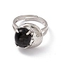 Gemstone Oval with Crescent Adjustable Ring, Platinum Brass Jewelry for Women, Cadmium Free & Nickel Free & Lead Free