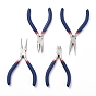 Ferronickel Jewelry Plier Sets Includes #50 Steel(High Carbon Steel), Side Cutting, with Random Pattern, Round Nose, Bent Nose and Long Chain Nose Pliers(At Least 3 Types In One Batch) for Jewelry Making Supplies, 125x70~80x10mm