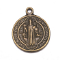 Tibetan Style Pendants, Saint Benedict Medal, Cadmium Free & Nickel Free & Lead Free, Religion, Flat Round with Word