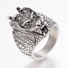 304 палец кольца из нержавеющей стали, широкая полоса кольца, дракон