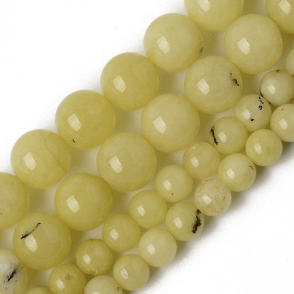 Perlas de cuarzo natural de hebras, teñido y climatizada, imitación de color ópalo amarillo, rondo