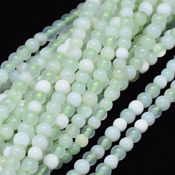 Naturel, vert opale brins de perles, ronde