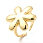 Brass Flower Open Cuff Ring for Women, Cadmium Free & Nickel Free & Lead Free