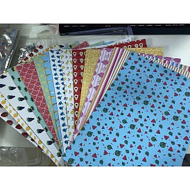 PU Leather Self-adhesive Fabric Sheet, Rectangle with Fruit Pattern
