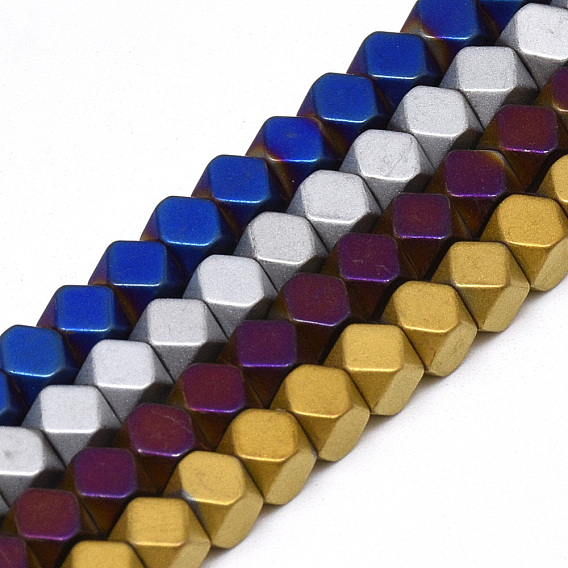 Galvanoplastie non magnétiques hématite synthétique brins de perles, Style mat, polygone