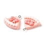 Resin Imitation Food Pendants, Cake Charms with Platinum Plated Zinc Alloy Loops