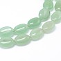 Natural Green Aventurine Flat Oval Bead Strands, 14x10x6mm, Hole: 1mm, about 29pcs/strand, 15.7 inch