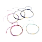 Bracelets de perles de nylon tressés réglables, avec des perles naturelles de pierres précieuses, perles de rocaille en verre et perles en laiton