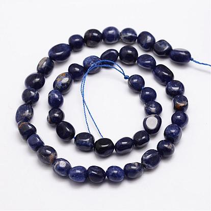 Natural Sodalite Bead Strands, Tumbled Stone, Nuggets, 9~11x9~11mm, Hole: 1mm, about 15.74 inch
