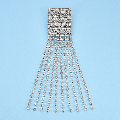 Rectángulo de diamantes de imitación de cristal con pasador de solapa con borla, insignia de latón creativa para ropa de mochila