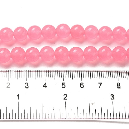 Окрашенные натуральный белый нефрит круглый шарик нити, класс А, 8 мм, отверстие : 1 мм, около 50 шт / нитка, 15 дюйм