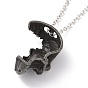 Retro Alloy Broken Half Skull Pendant Necklace for Men Women