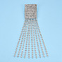 Rectángulo de diamantes de imitación de cristal con pasador de solapa con borla, insignia de latón creativa para ropa de mochila