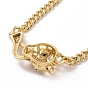 Cubic Zirconia Leopard Pendant Necklace with Brass Curb Chains for Women