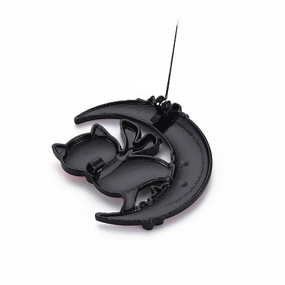 Pin esmaltado luna y gato, broche de aleación con pegatinas para ropa de mochila, electroforesis negro, libre y sin plomo níquel