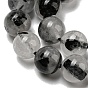 Qualité d'un brin de perles de quartz tourmaliné naturel/quartz rutilé noir, ronde
