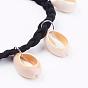 Fashion Style Cowrie Shell Charm Collar Choker Necklaces, with Alloy Clasps, 11 inch