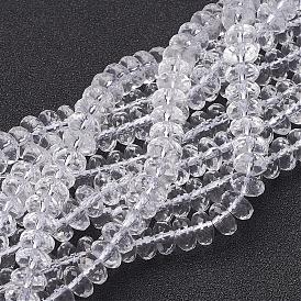 Synthetic Quartz Crystal Beads Strands, Faceted, Rondelle