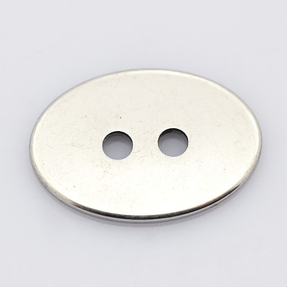 2-Hole Flat Oval 201 Stainless Steel Sewing Buttons for Bracelet Making, 12x17x1mm, Hole: 2mm