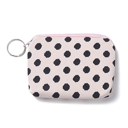 Polka Dot Pattern Cotton Clothlike Bags, Change Purse, with Handle Ring