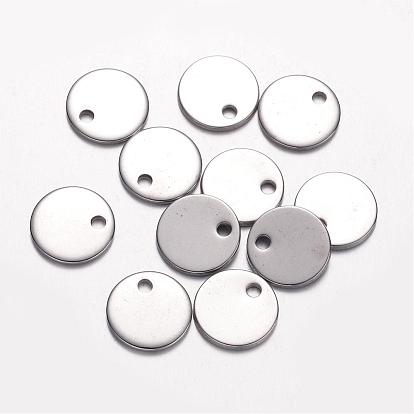 304 Stainless Steel Charms, Stamping Blank Tag Pendants, Flat Round