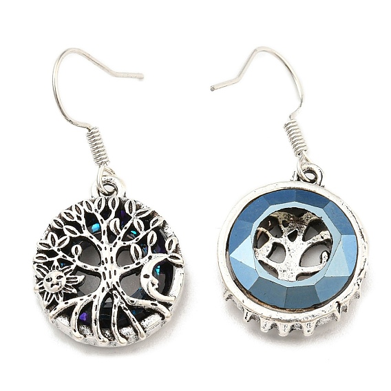 Alloy Tree of Life Dangle Earrings with Glass for Women