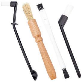 Gorgecraft 4 pcs 4 outil de nettoyage de brosse en nylon et bois de style, avec manche en bois et plastique, pour machine à café de nettoyage