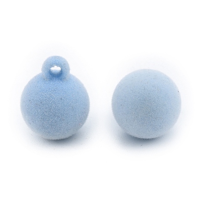 Opaque Resin Pendants, Flocky Round Charms