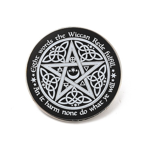 Noeud de marin avec broche en alliage étoile, mot huit mots le wiccan rede remplissez un badge pour les vêtements de sac à dos