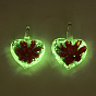 Luminous Handmade Lampwork Pendants, Inner Flower, Heart