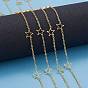 Handmade Brass Link Chains, Cable Chains, Soldered, with Spool, Star
