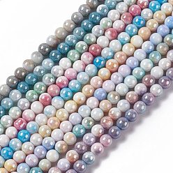 Electroplated Glass Beads Strands, AB Color Plated, Round