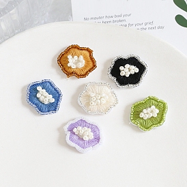Accessoires d'ornement à tricoter en fil de laine à la main, avec des perles en verre de graine, pour la fabrication artisanale de bricolage, fleur