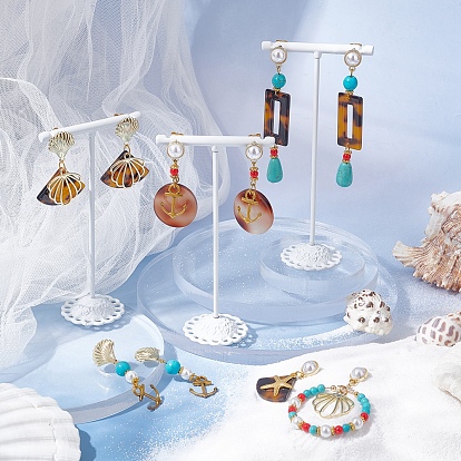 Ensembles de fabrication de boucles d'oreilles pendantes Sunnyclue DIY, y compris les pendentifs en alliage, les boucles d'oreilles et les perles, pendentifs et maillons en résine, Des billes de verre, perles de fer et anneau de saut et épingle à œil et épingles à tête plate