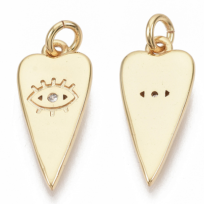 Micro cuivres ouvrent pendentifs zircone cubique, coeur avec des yeux, réel 18 k plaqué or