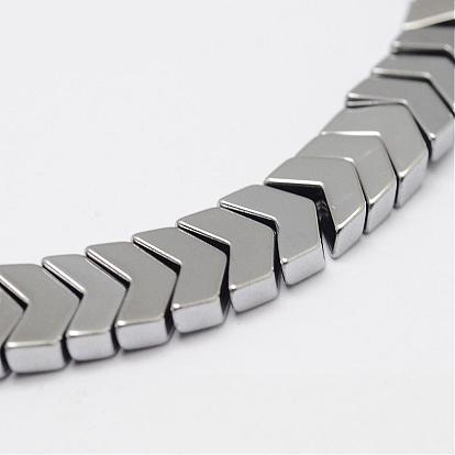 Electroplate Non-magnetic Synthetic Hematite Beads Strands, Arrows, 6x8x3mm, Hole: 1mm, about 110pcs/strand, 15.75 inch