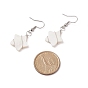Natural Freshwater Shell Star Dangle Earrings, Platinum Tone Copper Wire Wrap Earring for Women