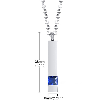 Cubic Zirconia Cuboid Urn Ashes Pendant Necklace, Stainless Steel Memorial Jewelry for Women