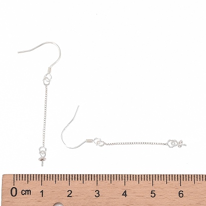 925 выводы крючков серебристого серебра, с печатью 925, с коробчатой цепочкой и булавкой для жемчуга