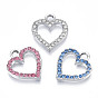 Alloy Charms, with Rhinestone, Cadmium Free & Lead Free, Heart