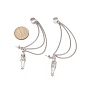 Skeleton Tibetan Style Alloy Dangle Stud Earrings, Brass Ear Cuff Earrings for Women, 304 Stainless Steel Curb Chains Tassel Earrings