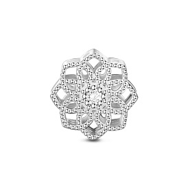 Tinysand 925 perles européennes de marguerites scintillantes en argent sterling, avec zircons, 13.13x13.04x9.64mm, Trou: 4.57mm