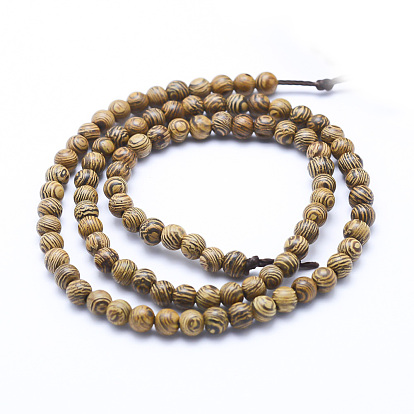 Natural Wenge Wood Beads Strands, Round, Dyed