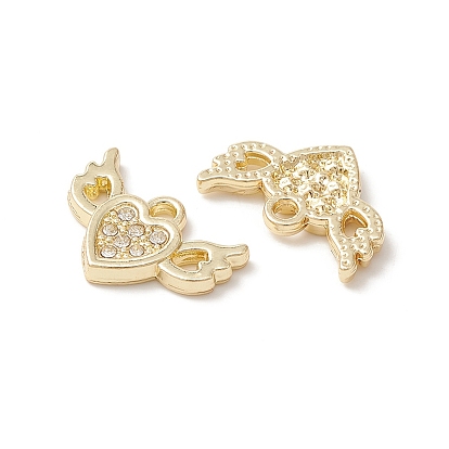 Rack Plating Alloy Charms, with Crystal Rhinestone, Cadmium Free & Nickel Free & Lead Free, Heart with Wing