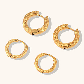 Irregular Moon Surface Hoop Earrings in 18K Gold Plated Stainless Steel for Women