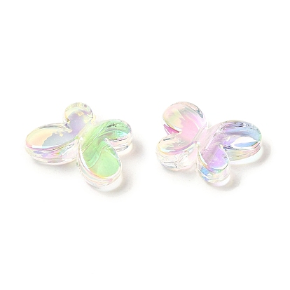 Transparent UV Plating Rainbow Iridescent Acrylic Beads, Butterfly