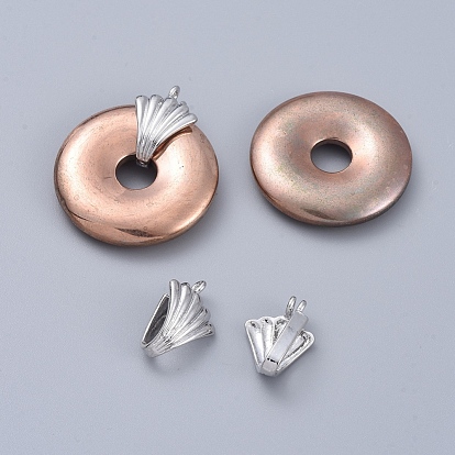 Brass Donut Bails, Donuthalter, Fit For Pi Disc Pendants Jewelry Making, 17.5x12mm, Hole: 1.5mm