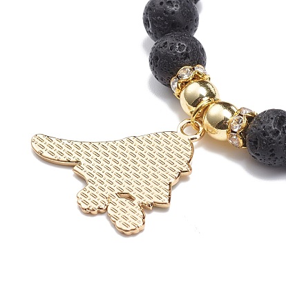 Круглый эластичный браслет из натуральной лавы и синтетического гематита с бусинами, браслет с шармом в виде птицы из сплава эмали для женщин