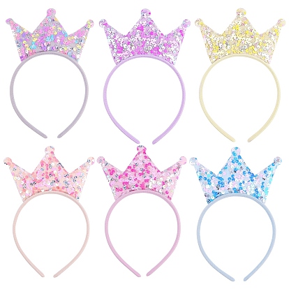 Sequin Children's Princess Crown Cloth Hair Bands, for Girls