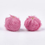 Handmade Plush Cloth Fabric Covered Pendants, with CCB Plastic Findings, Pom Pom Ball, Round, Golden
